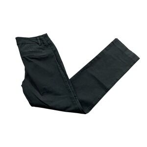 Lilly Pulitzer 6 Black Cotton Blend Straight Leg Pants Zipper Button Faux Pocket